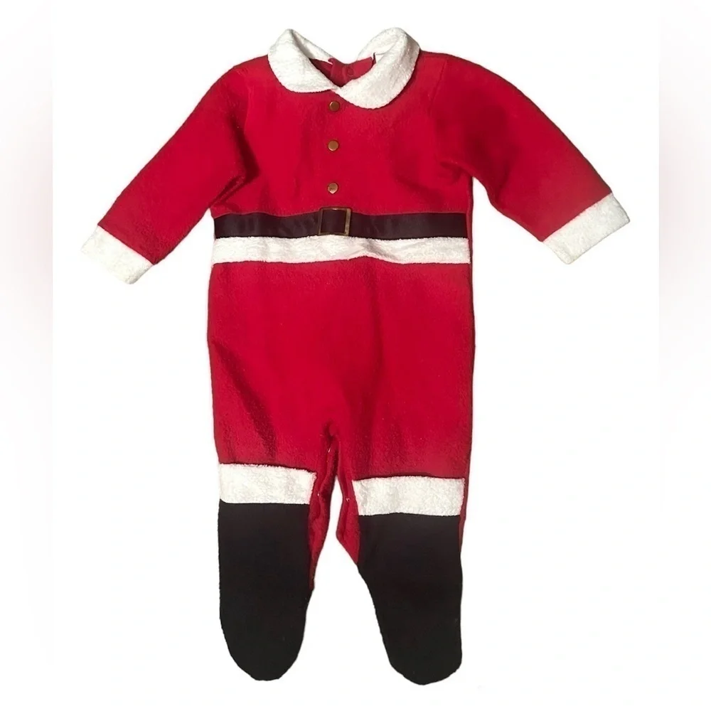 Vintage Carters Santa Outfit One Piece Footed Jumpsuit Pajamas Baby 6-9 Months
